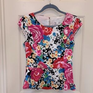 New York & Company Multicolor Floral Blouse